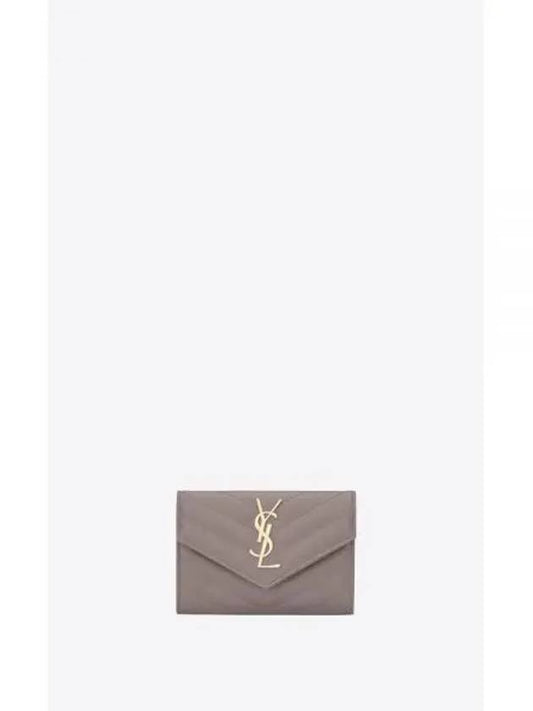 Monogram Envelope Quilting Small Half Wallet Grey - SAINT LAURENT - BALAAN 2