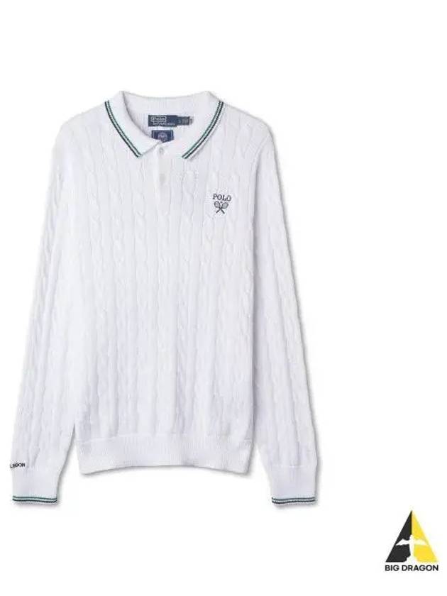 Wimbledon Cotton Polo Collar Sweater White - POLO RALPH LAUREN - BALAAN 1