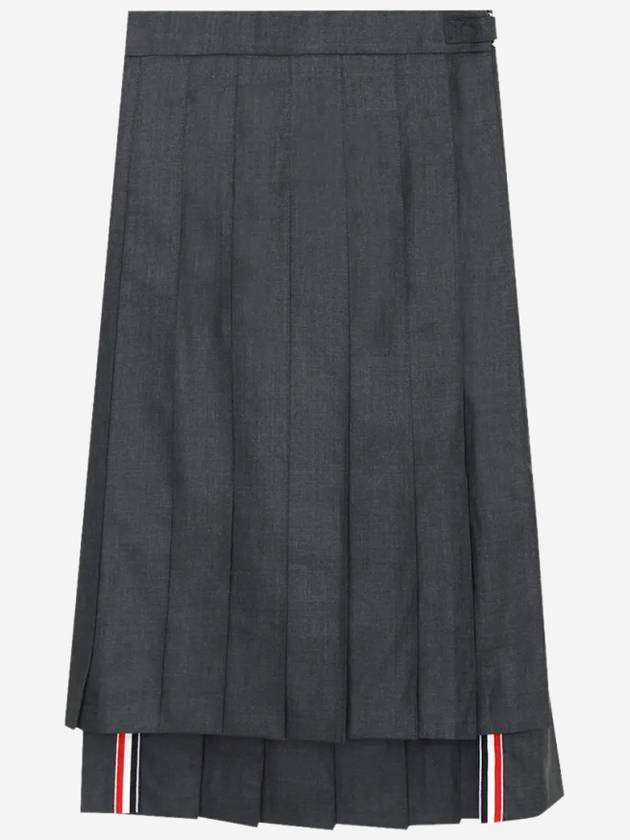 Super 120S Twill Below Knee Pleated Skirt Dark Grey - THOM BROWNE - BALAAN 2