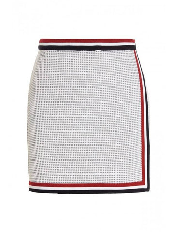 three-stripe waffle mini H-line skirt light gray - THOM BROWNE - BALAAN.