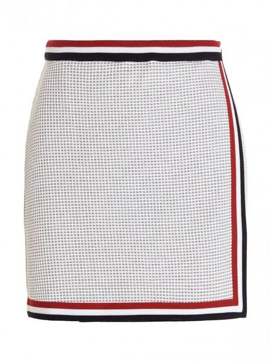 three-stripe waffle mini H-line skirt light gray - THOM BROWNE - BALAAN.