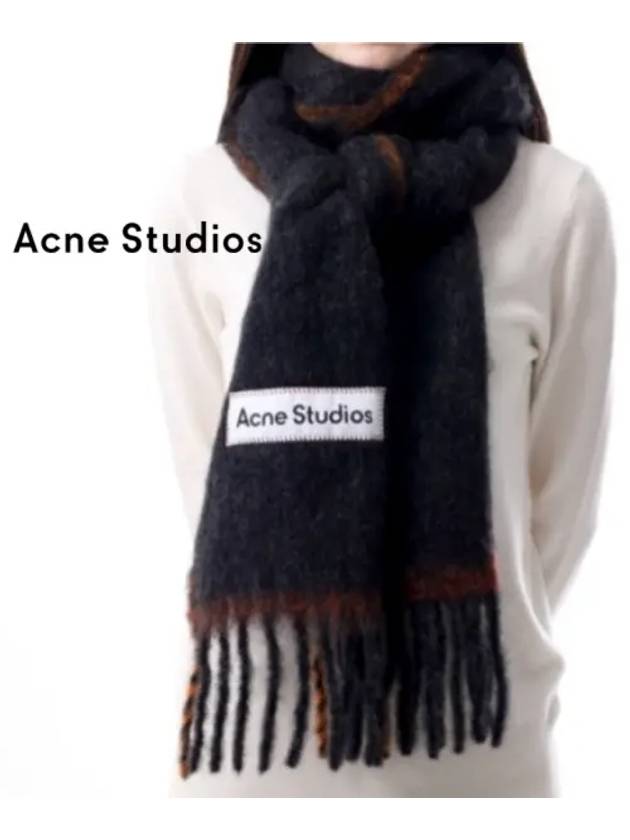 Mohair Wool Fringe Muffler Black - ACNE STUDIOS - BALAAN 2