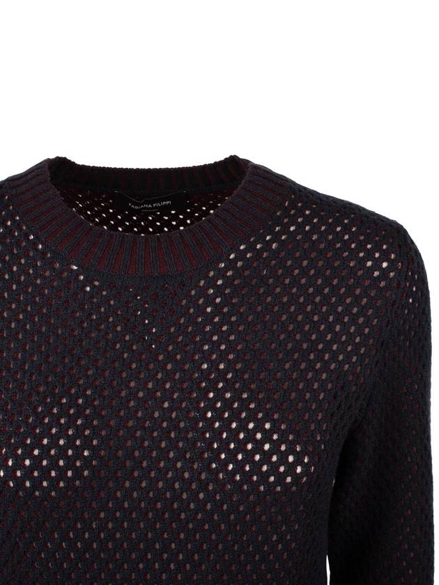 Fabiana Filippi Blue And Burgundy Virgin Wool Mesh Sweater - FABIANA FILIPPI - BALAAN 3