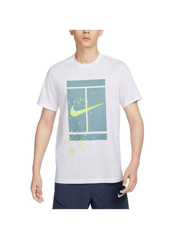 Court Tennis Short Sleeve T-Shirt White - NIKE - BALAAN 1