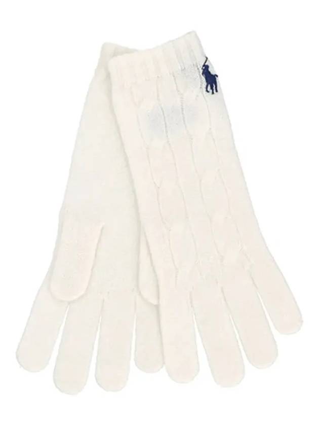 Logo Knit Gloves White - POLO RALPH LAUREN - BALAAN 5