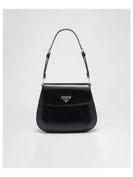 Cleo Brushed Leather Flap Shoulder Bag Black - PRADA - BALAAN 2