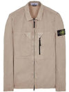 Wappen Patch Old Treatment Zip-Up Overshirt Dove Grey - STONE ISLAND - BALAAN 2