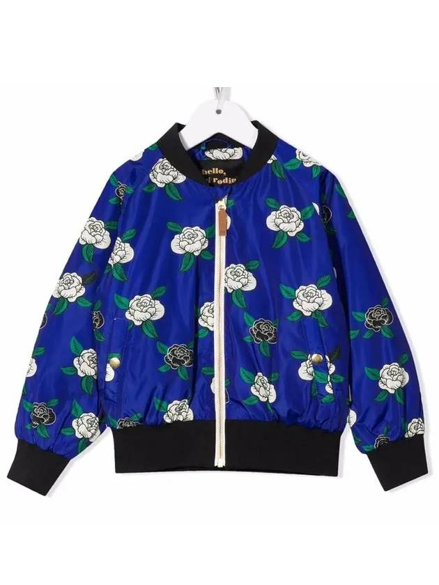 Kids Floral Pattern Bomber Jacket Blue 22210109 60 - MINI RODINI - BALAAN 2