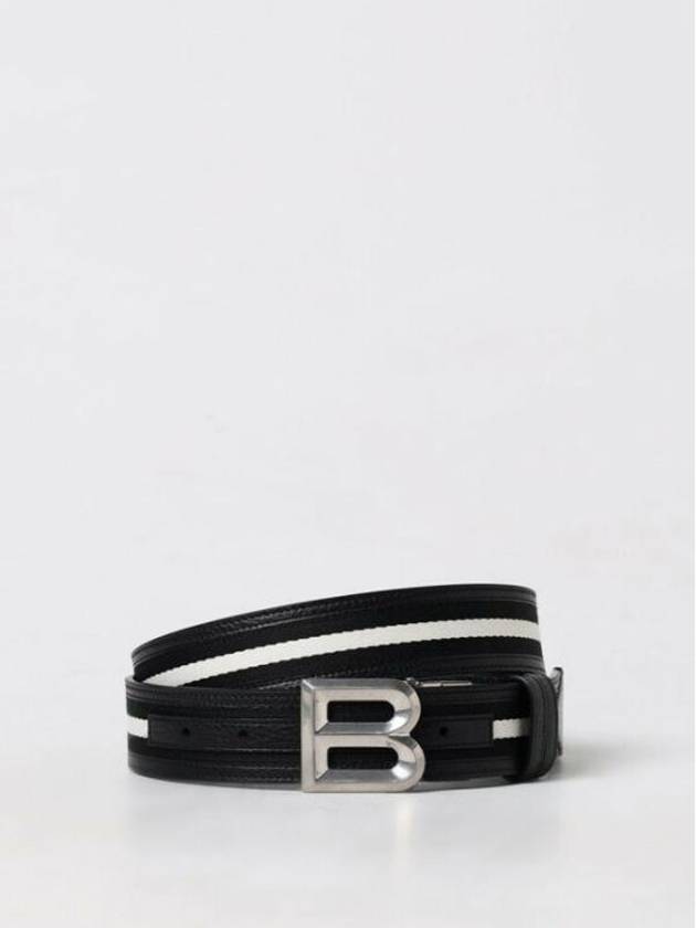 B Bold Buckle Leather Belt White Black - BALLY - BALAAN 2