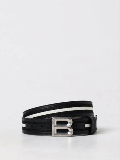 B Bold Buckle Leather Belt White Black - BALLY - BALAAN 2