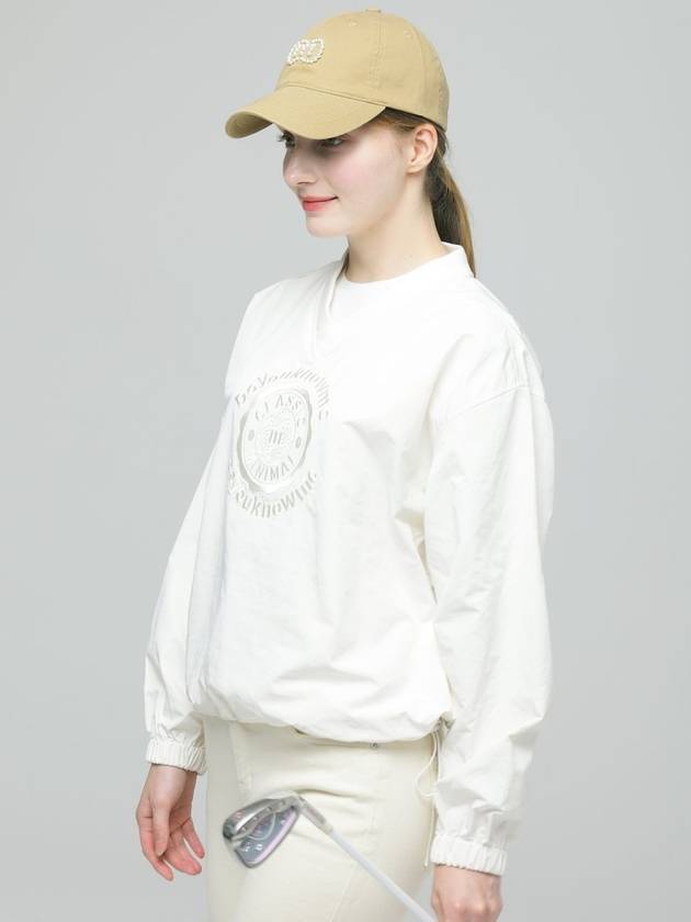 Circle Logo Peach Processing V Neck Ivory Windbreaker DO9232WB70 - DOYOUKNOWMC GOLF WEAR - BALAAN 2