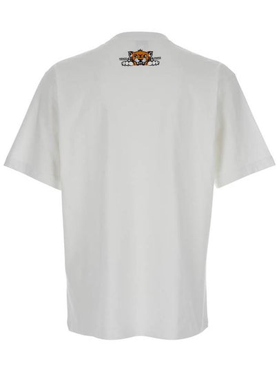 White T-Shirt With Happy Tiger Print On The Front In Cotton Man - KENZO - BALAAN 2