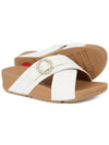 Lulu Crystal Buckle Leather Cross Slippers Cream - FITFLOP - BALAAN 3