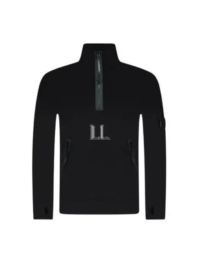 Diagonal Raised Fleece Half Zipped Sweatshirt Black - CP COMPANY - BALAAN 2