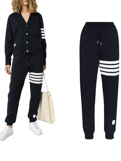 Women's Engineer 4 Bar Cotton Loopback Knit Track Pants Navy - THOM BROWNE - BALAAN 2