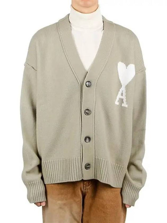 De Coeur Logo Wool Cardigan Green - AMI - BALAAN 2