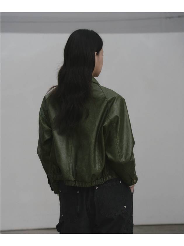 Overfit string eco leather jacket Green - THE GREEN LAB - BALAAN 3