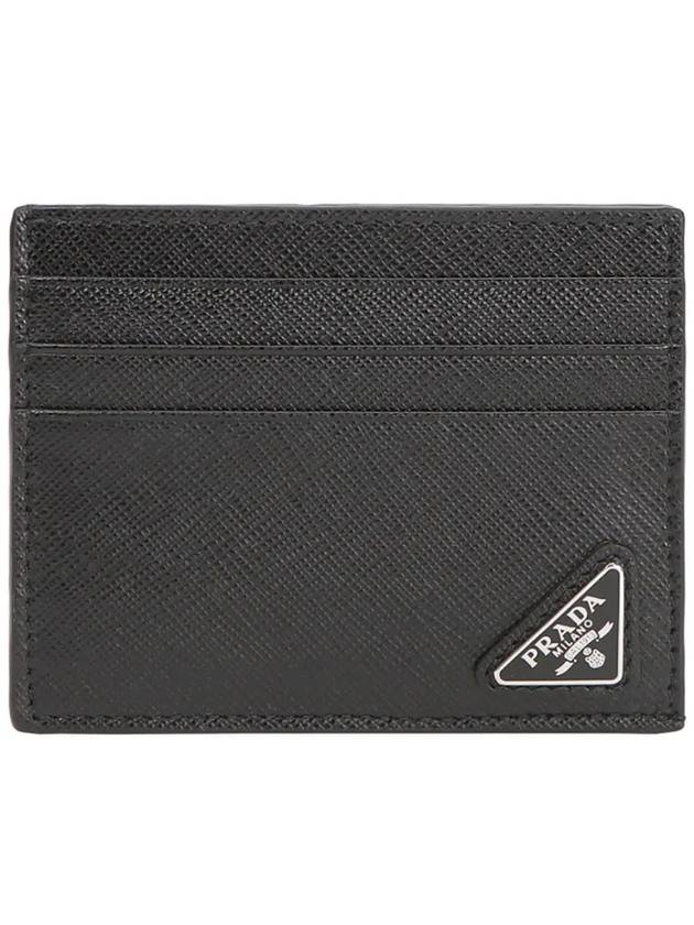 Triangle Logo Saffiano Card Wallet Black - PRADA - BALAAN 2