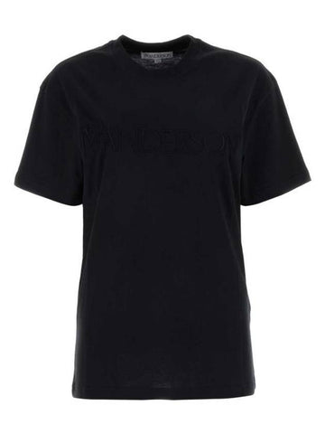 Embroidery Logo Cotton Short Sleeve T-Shirt Black - JW ANDERSON - BALAAN 1