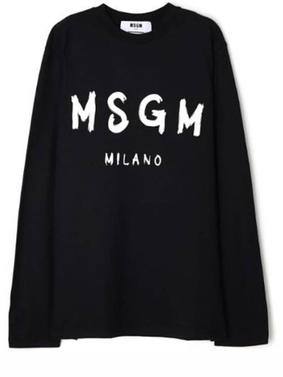 Milano Brushed Logo Cotton Long Sleeve T-Shirt Black - MSGM - BALAAN 2