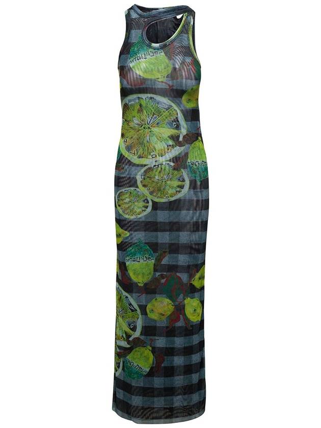 Long Multicolor Asymmetric Dress With Cut-Out And Lemon Print In Mesh Woman - OTTOLINGER - BALAAN 1