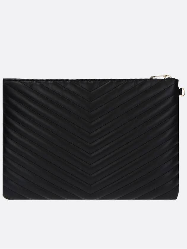 Gold Monogram Matelasse Clutch Bag Black - SAINT LAURENT - BALAAN 4