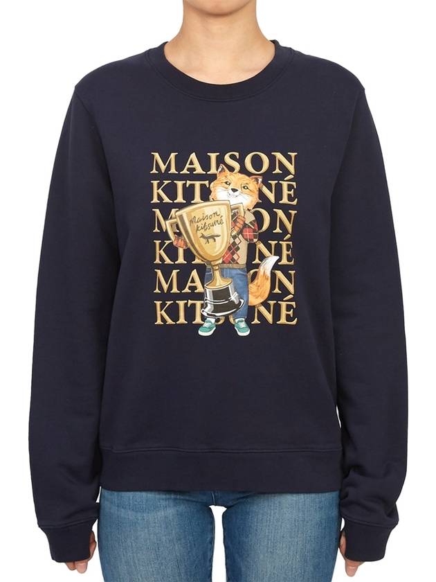 Fox Champion Print Sweatshirt Navy - MAISON KITSUNE - BALAAN 2