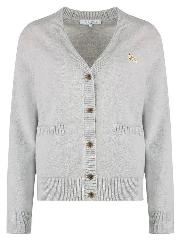 Baby Fox Patch Boxy Cardigan Light Grey Melange - MAISON KITSUNE - BALAAN 2