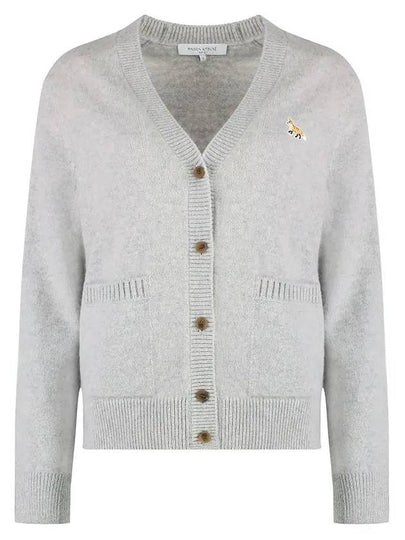 Baby Fox Patch Boxy Cardigan Light Grey Melange - MAISON KITSUNE - BALAAN 2