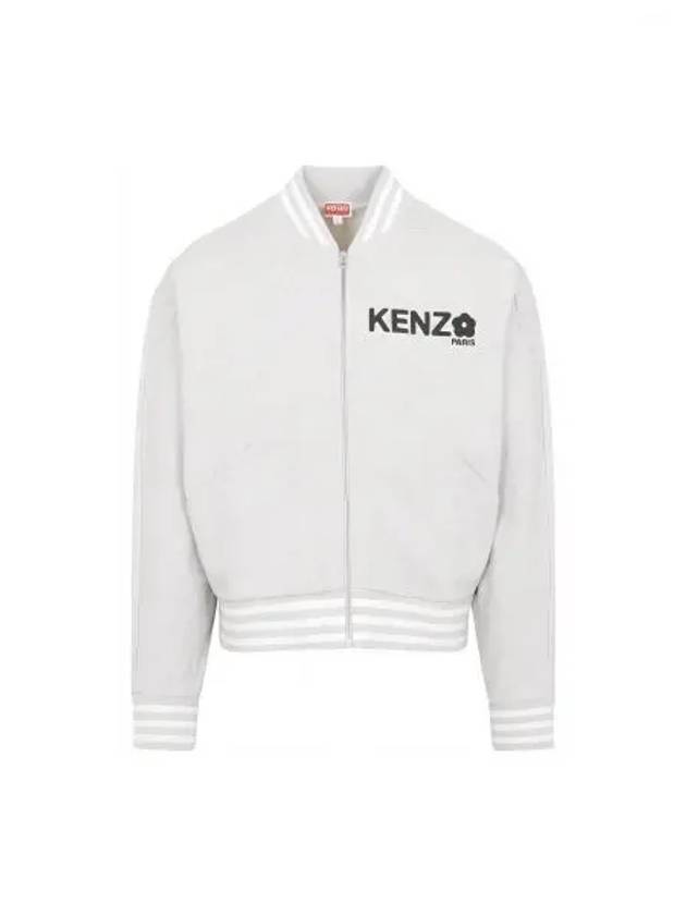 Logo Print Cotton Bomber Jacket Grey - KENZO - BALAAN 2