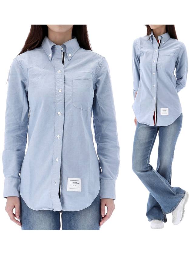 Button Down Cotton Oxford Long Sleeve Shirt Light Blue - THOM BROWNE - BALAAN 2