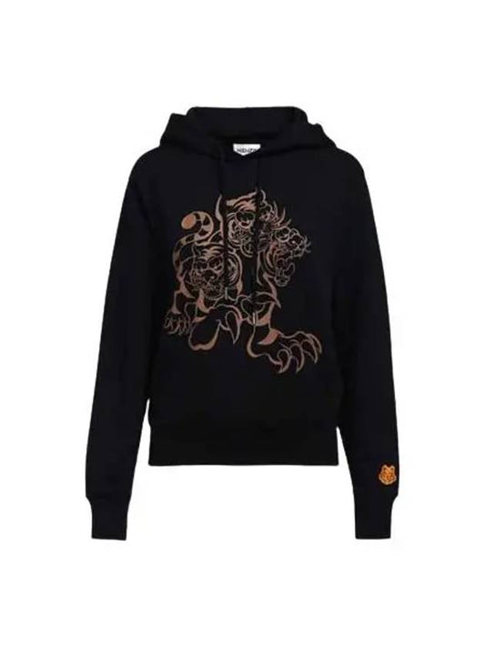 Tiger Print Hooded Sweatshirt Black Women s Hoodie 233984 - KENZO - BALAAN 1