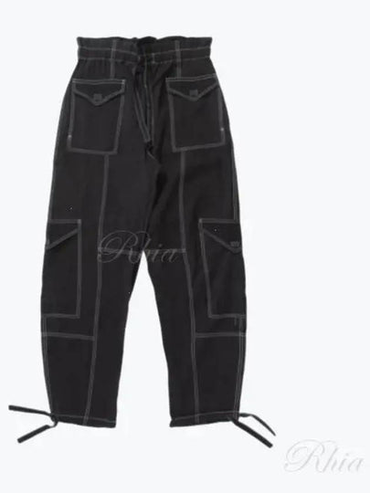 High Waist Cargo Track Pants Black - GANNI - BALAAN 2