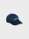 Embroidered Logo Cotton Ball Cap Navy - CELINE - BALAAN.