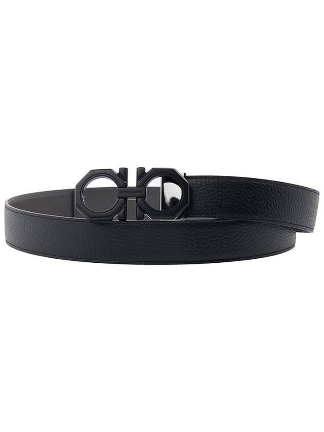 Ferragamo Men's Reversible Gancini Belt 66 0266 DARKGREY NERO 0765786 - SALVATORE FERRAGAMO - BALAAN 1