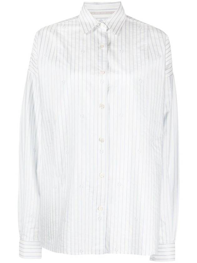 Women's S-Wave Striped Cotton Jacquard Shirt Dusty Blue - STELLA MCCARTNEY - BALAAN 2