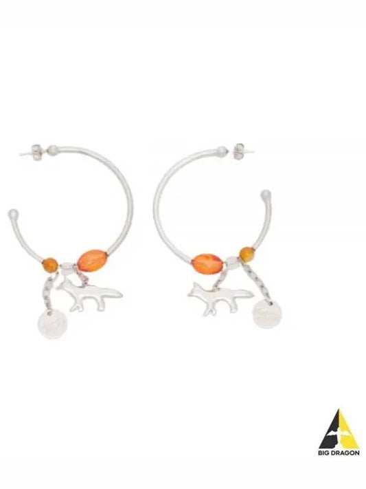 Fox Beads Hoop Earrings Silver - MAISON KITSUNE - BALAAN 2