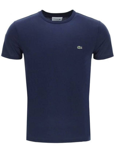 Crew Neck Pima Cotton Jersey Short Sleeve T-Shirt Navy - LACOSTE - BALAAN 1