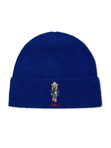 Polo Bear Wool Blend Beanie Blue - POLO RALPH LAUREN - BALAAN 1