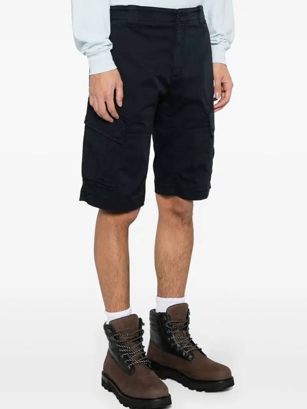 Stretch Satin Cargo Shorts Navy - CP COMPANY - BALAAN 4