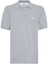 Embroidered Logo Short Sleeve Polo Shirt Grey - BRUNELLO CUCINELLI - BALAAN 2