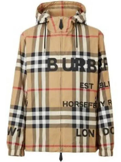 Men's Horseferry Print Check Hoodie Zip-up Beige - BURBERRY - BALAAN 2