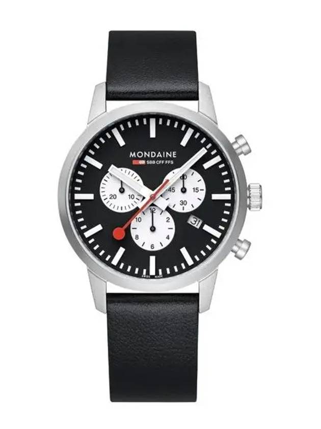 Men's Leather Wrist Watch Chrono MSD.41420.LBV - MONDAINE - BALAAN 1