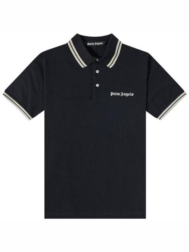 Embroidered Logo Polo Shirt Black - PALM ANGELS - BALAAN 2