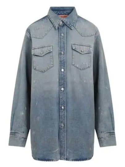 Relaxed Fit Denim Long Sleeve Shirt Light Blue - ACNE STUDIOS - BALAAN 2