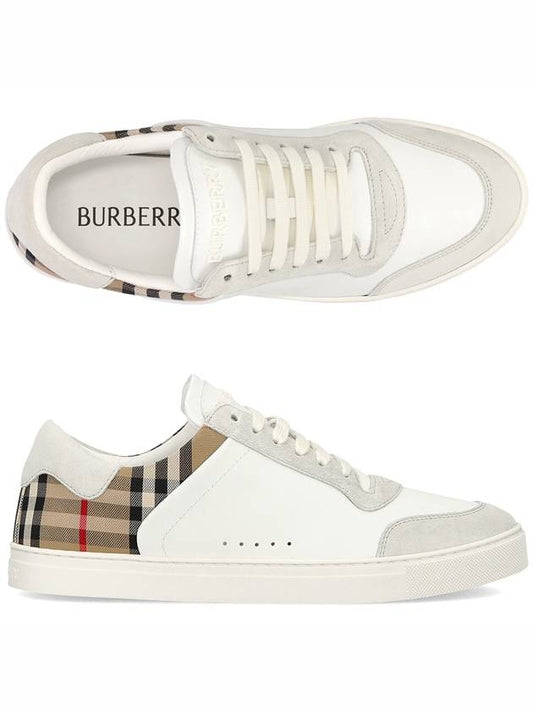 Check Leather Suede Sneakers Natural White Archive Beige - BURBERRY - BALAAN 2