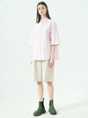 Yarn-Dyed Stripe Short Sleeve Shirt Pink - VOYONN - BALAAN 5