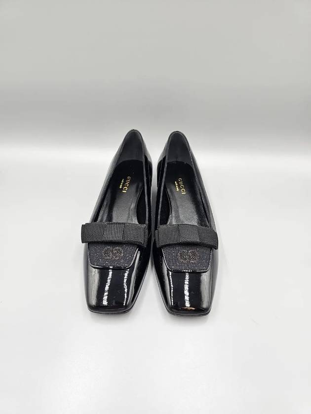 GG Canvas Patent Leather Ballet Flat Black - GUCCI - BALAAN 3