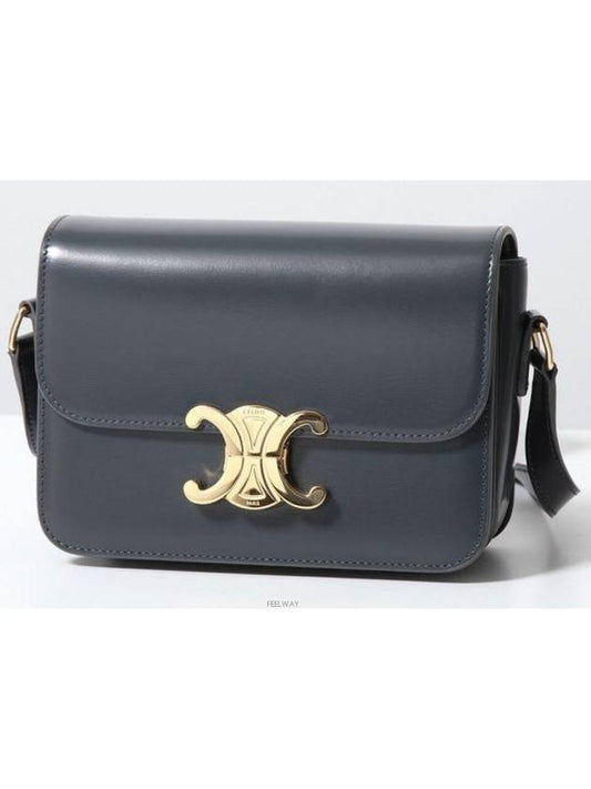 Teen Triomphe Shiny Calfskin Cross Bag Slate Grey - CELINE - BALAAN 2