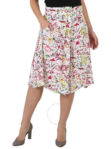 Kenzo Ladies Multicolor Floral Paint Print Asymmetric Gathered Skirt, Brand Size 34 (US Size 2) - KENZO - BALAAN 1